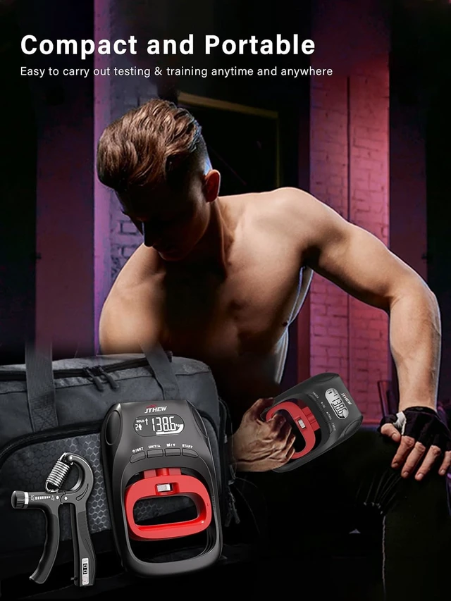 Alt view image 6 of 7 - Grip Strength Tester Trainer Electronic Hand Dynamometer of 400 lbs/180 kg & Grip Strengthener with Adjustable Resistance for Sport