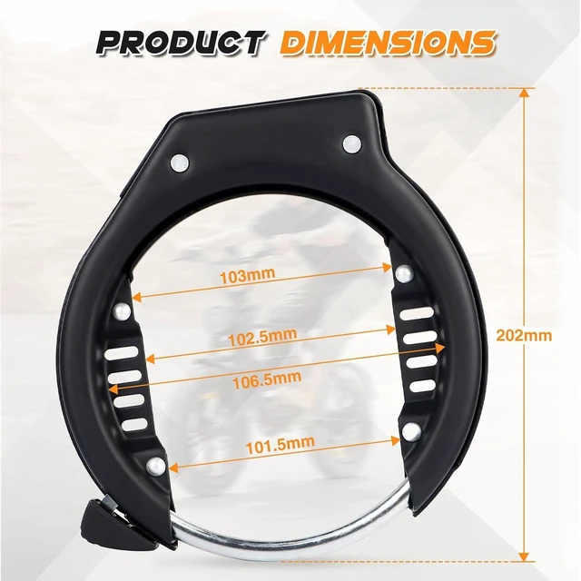 Alt view image 2 of 7 - One-Push Bike Frame Lock for Bicycle & Fat-Tire Bikes Heavy-Duty Anti-Theft Wheel Lock with Mounting Bracket & 2 Keys (Black Fit for E-Bike & Fat Tire Bike)