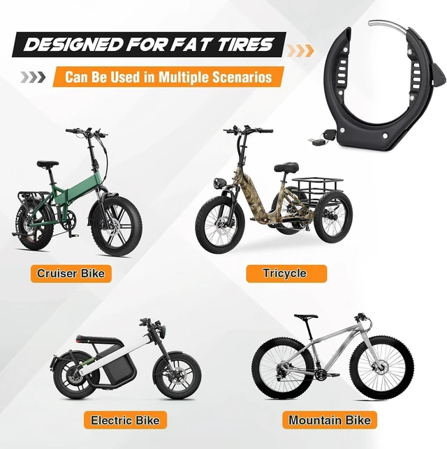 Alt view image 3 of 7 - One-Push Bike Frame Lock for Bicycle & Fat-Tire Bikes Heavy-Duty Anti-Theft Wheel Lock with Mounting Bracket & 2 Keys (Black Fit for E-Bike & Fat Tire Bike)