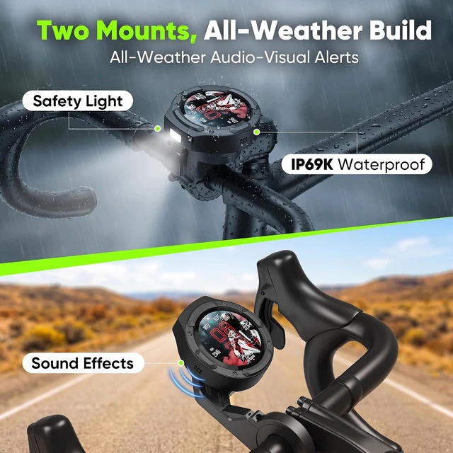 Alt view image 7 of 7 - FUYU Wireless GPS Bike Computer 1.43" AMOLED Touchscreen, 850 Nits, Google Maps Turn-by-Turn, Call & Text Alerts, IP69K, Dual Mounts, Speedometer/Odometer for Bicycle, Motorcycle & E-Bike