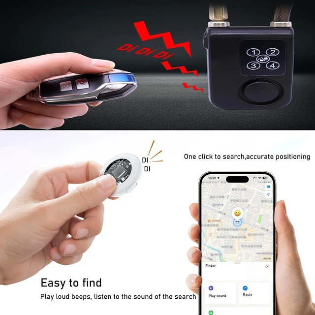 Alt view image 4 of 7 - Black Waterproof Bike Alarm Lock with GPS Tracker
