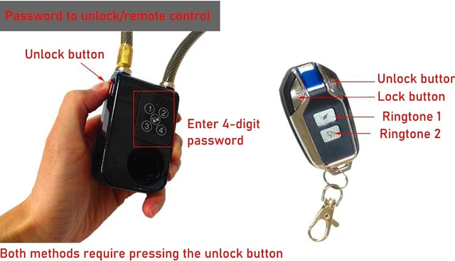 Alt view image 7 of 7 - Black Waterproof Bike Alarm Lock with GPS Tracker