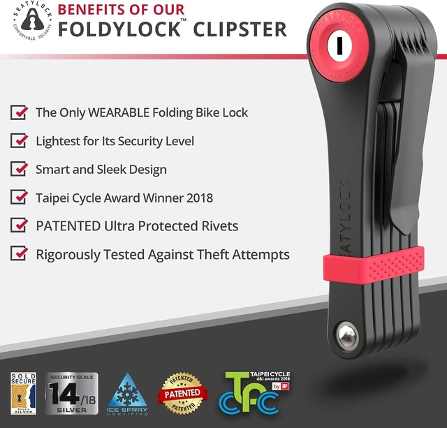 Alt view image 2 of 6 - FoldyLock Clipster Wearable Folding Bike Lock with Keys, 29.5 in