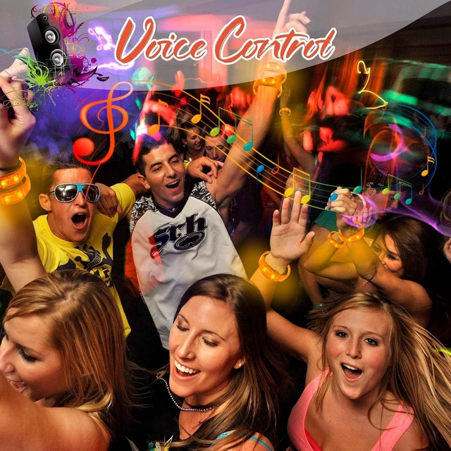 Alt view image 2 of 6 - 100 PCS Sound-Activated LED Bracelets with Flashing Strobe Music Control Light-Up for Rave, Game Prizes, Birthday Party Favors & Valentine's Day Gifts