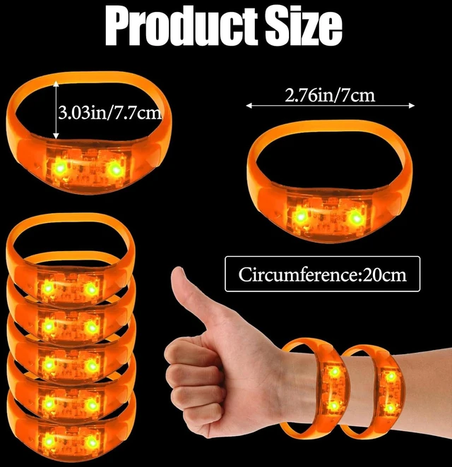 Alt view image 6 of 6 - 100 PCS Sound-Activated LED Bracelets with Flashing Strobe Music Control Light-Up for Rave, Game Prizes, Birthday Party Favors & Valentine's Day Gifts