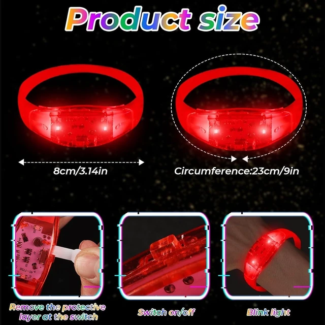 Alt view image 2 of 7 - 72-Pack Sound-Activated Glow Bracelets LED Flashing Music/Voice Control Wristbands for Rave, Game Prizes, Carnival, Concerts, Night Events & Birthday Favors