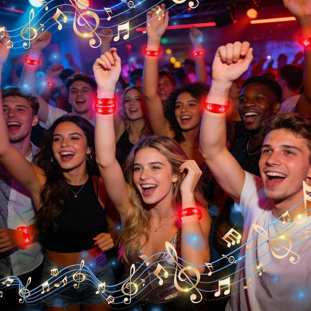 Alt view image 5 of 7 - 72-Pack Sound-Activated Glow Bracelets LED Flashing Music/Voice Control Wristbands for Rave, Game Prizes, Carnival, Concerts, Night Events & Birthday Favors