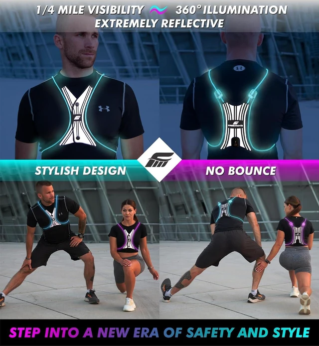 Alt view image 4 of 7 - SPIDER Reflective Lighted Running Vest Optic Fiber Technology, 360° Visible, Ultralight, Phone Pocket, Fully Adjustable XS-3XL for Safe Night Sports & Walking