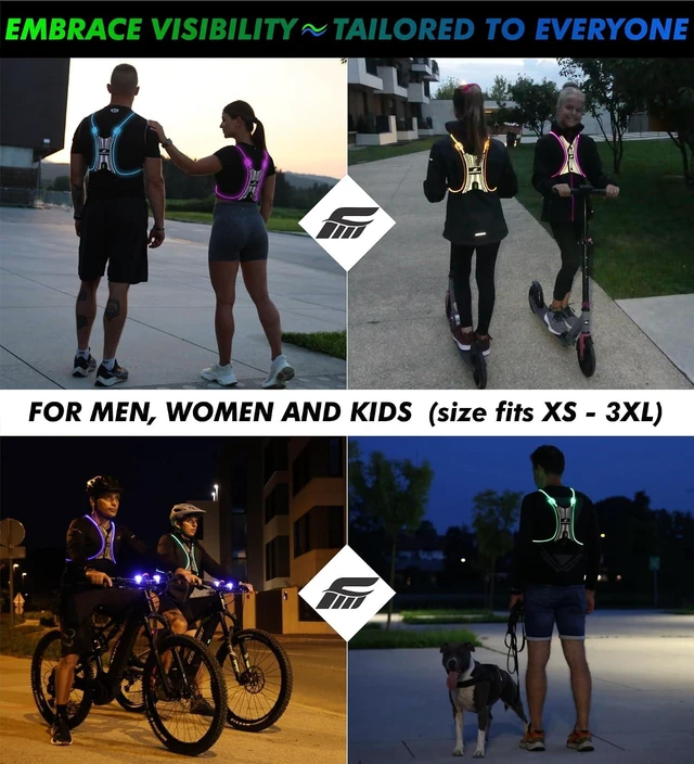 Alt view image 5 of 7 - SPIDER Reflective Lighted Running Vest Optic Fiber Technology, 360° Visible, Ultralight, Phone Pocket, Fully Adjustable XS-3XL for Safe Night Sports & Walking