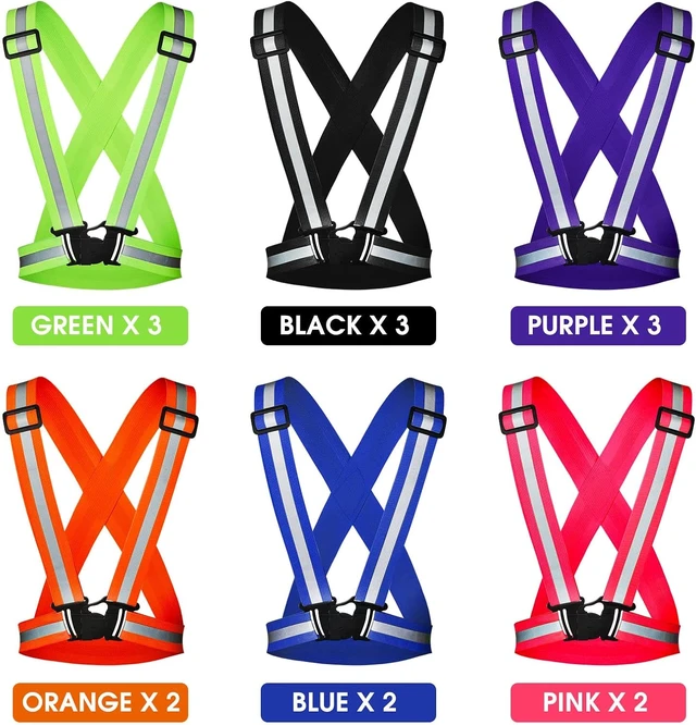 Alt view image 2 of 7 - 15 PCS High-Visibility Reflective Running Vest, Bulk Adjustable Safety Vest with Elastic Straps for Night Walking & Outdoor