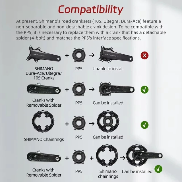 Alt view image 2 of 7 - PP5 Spider Power Meter & Crankset Carbon/Aluminum Options, 110 BCD 4-Bolt, BLE & ANT+, Lightweight, Road-24, 160172.5mm for Road Bike