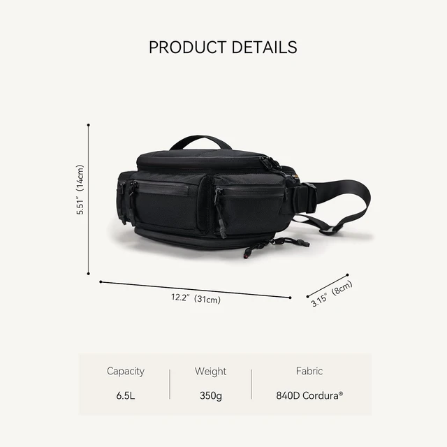 Alt view image 5 of 7 - 6.5L Expandable Waist Pack for Men Large Hip Pack for Cycling