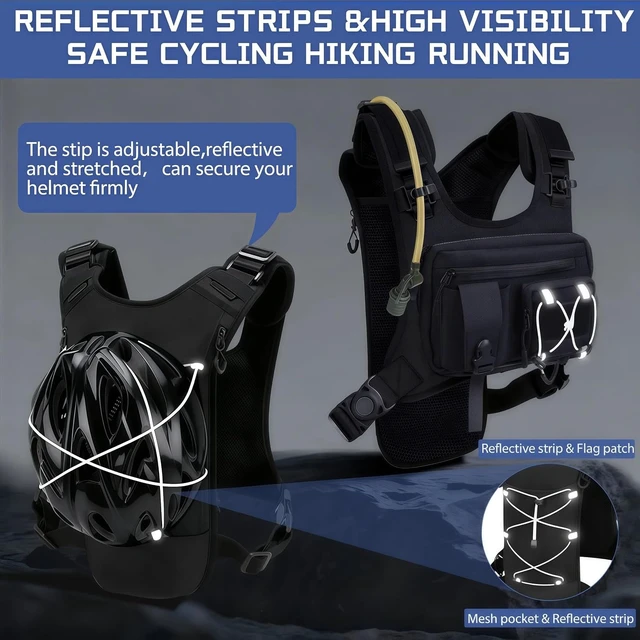 Alt view image 2 of 7 - Sling Vest Chest Bag with 2L Water Bladder Lightweight Adjustable Reflective Hydration Running Backpack for Hiking, Running, Cycling, Race & Marathon for Women & Men