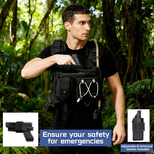 Alt view image 3 of 7 - Sling Vest Chest Bag with 2L Water Bladder Lightweight Adjustable Reflective Hydration Running Backpack for Hiking, Running, Cycling, Race & Marathon for Women & Men