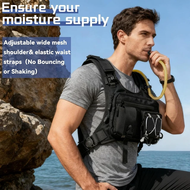 Alt view image 4 of 7 - Sling Vest Chest Bag with 2L Water Bladder Lightweight Adjustable Reflective Hydration Running Backpack for Hiking, Running, Cycling, Race & Marathon for Women & Men