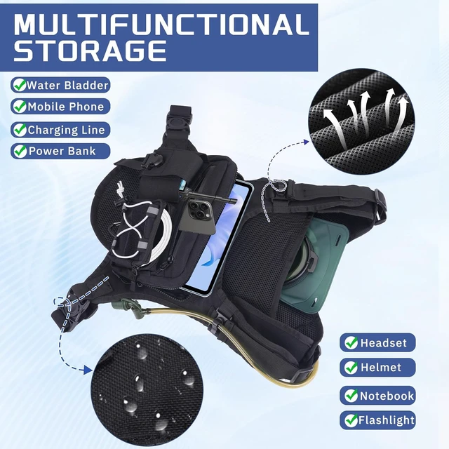 Alt view image 7 of 7 - Sling Vest Chest Bag with 2L Water Bladder Lightweight Adjustable Reflective Hydration Running Backpack for Hiking, Running, Cycling, Race & Marathon for Women & Men