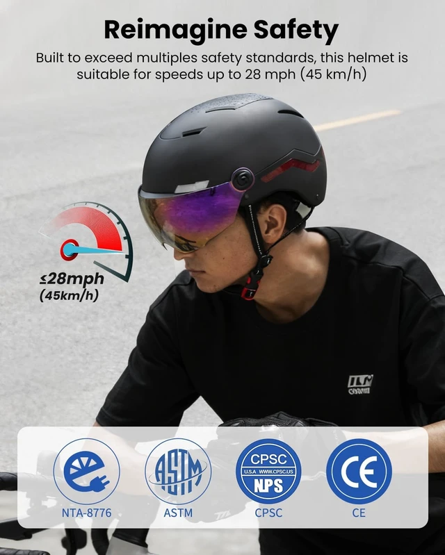 Alt view image 3 of 7 - Smart Adult Bike Helmet with Front/Side/Rear LED Lights Automatic G-Sensor Turn Signal & Brake Warning, Road Cycling Model MB101L