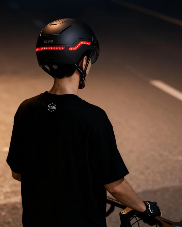 Alt view image 4 of 7 - Smart Adult Bike Helmet with Front/Side/Rear LED Lights Automatic G-Sensor Turn Signal & Brake Warning, Road Cycling Model MB101L