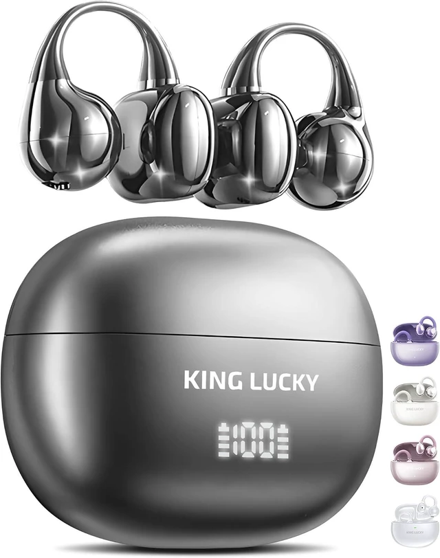 Main image of Clip-On Earbuds Gen 3 Open-Ear Wireless Bluetooth 6.0 Headphones with Mic, Secure Fit for Small Ears & Glasses, 50H Playtime, LED Display, ENC, IPX5 Waterproof (Black)
