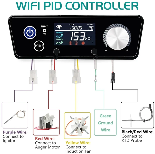 Alt view image 6 of 7 - WiFi Controller for Pit Boss Vertical Series 3/4/5/7 Pellet Smoker Thermostat Control Panel Board with Temperature Probe, 3.5mm Plug BBQ Accessories