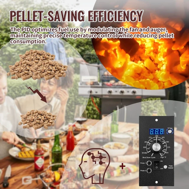 Alt view image 6 of 7 - Upgraded PID Digital Pro Control Board (Item#365) for Traeger Pro Gen 1 Pellet Grill & Smoker Complete Replacement Kit with Controller, Hot Rod, RTD Probe & Dual Meat Probes