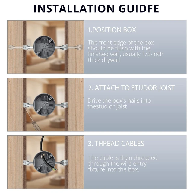 Alt view image 5 of 6 - 3-Pack Round 20 cu in Electrical Box with Adjustable Bar