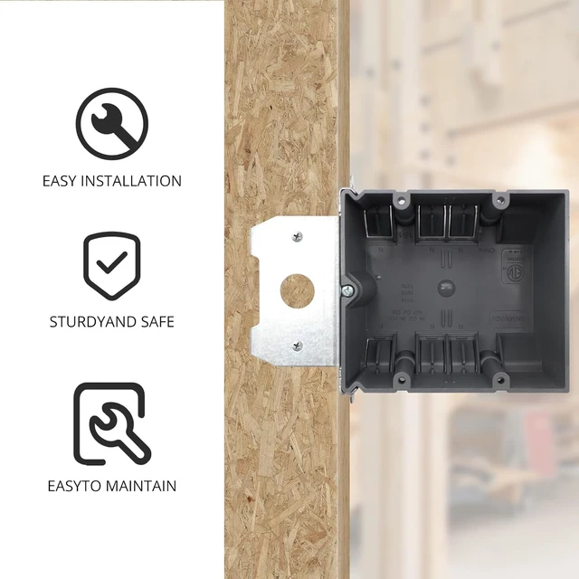 Alt view image 4 of 6 - 12-Pack 2-Gang Adjustable PVC Electrical Box, ETL Listed