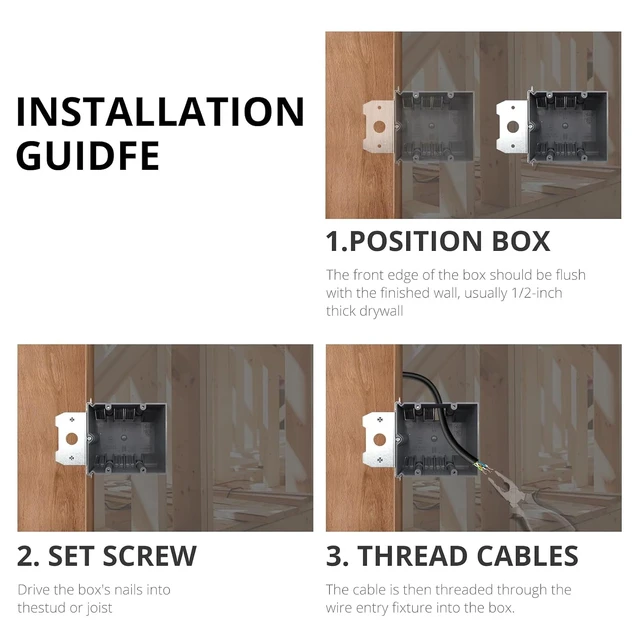 Alt view image 5 of 6 - 12-Pack 2-Gang Adjustable PVC Electrical Box, ETL Listed