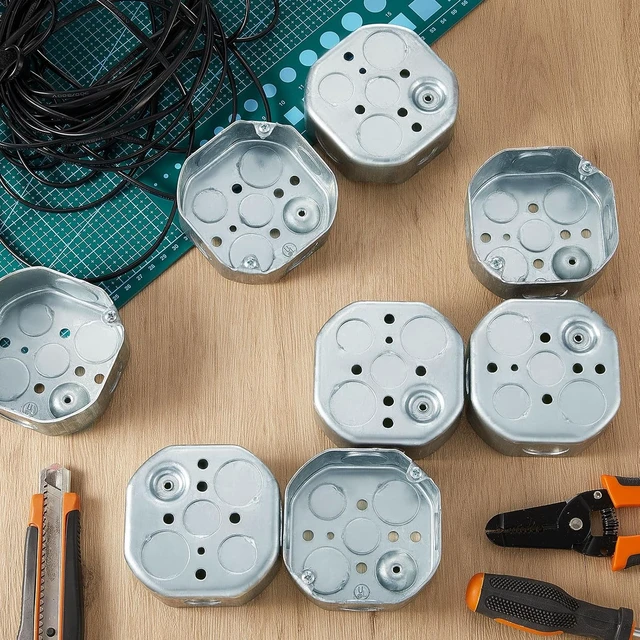Alt view image 4 of 7 - 12 PCS 4x4 Metal Electrical Junction Box, 1-1/2 Inch Deep, Groovy