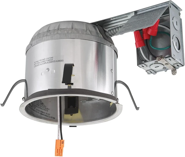 Alt view image 2 of 4 - 6-Pack 6-Inch IC Shallow Remodel Can LED Recessed Ceiling Light Housing with 10 AWG Wire Nuts, Silver, EVR6SLICRAT-N-6