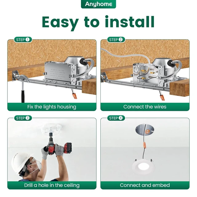 Alt view image 6 of 7 - 24-Pack 4-Inch Recessed Lighting Housing, Can Light Housing