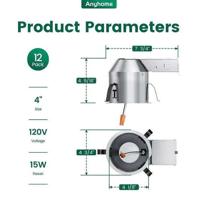 Alt view image 6 of 7 - 12-Pack 4-Inch Remodel Recessed Housing, Recessed Lighting Housing