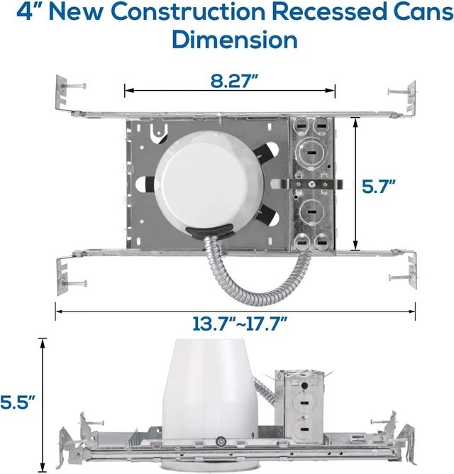 Alt view image 3 of 7 - 4-Inch New Construction Recessed Can, Air Tight UL-Listed, 8-Pack