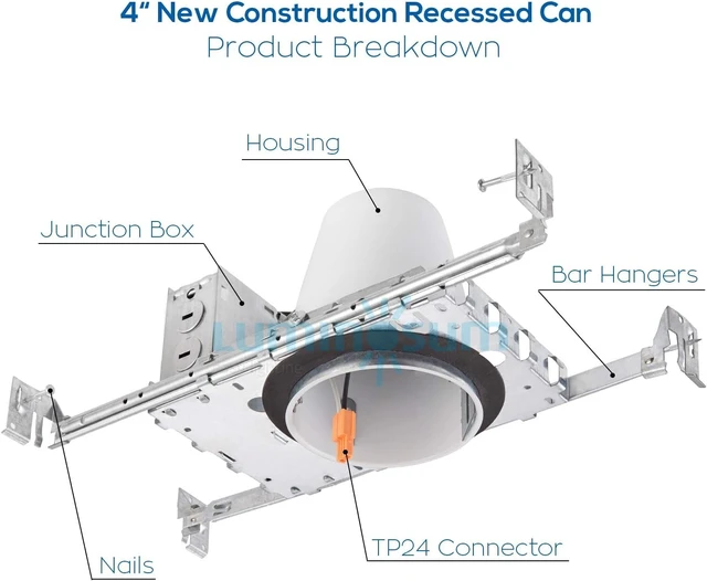 Alt view image 4 of 7 - 4-Inch New Construction Recessed Can, Air Tight UL-Listed, 8-Pack