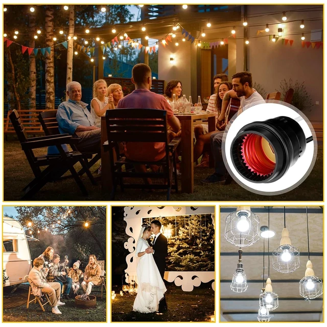 Alt view image 6 of 7 - 150 PCS Black Pigtail Lamp Holder E26/E27 Light Sockets Fully Sealed Waterproof 250V with Wire Cord for Outdoor Garden, Patio & DIY Illumination