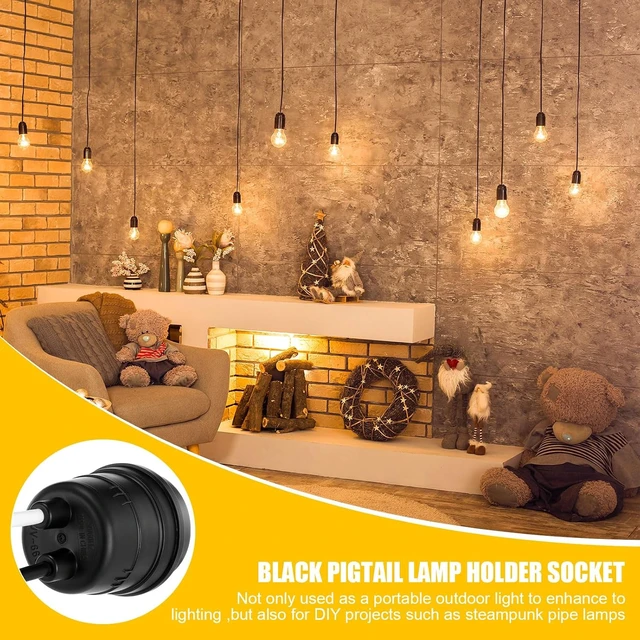 Alt view image 7 of 7 - 150 PCS Black Pigtail Lamp Holder E26/E27 Light Sockets Fully Sealed Waterproof 250V with Wire Cord for Outdoor Garden, Patio & DIY Illumination