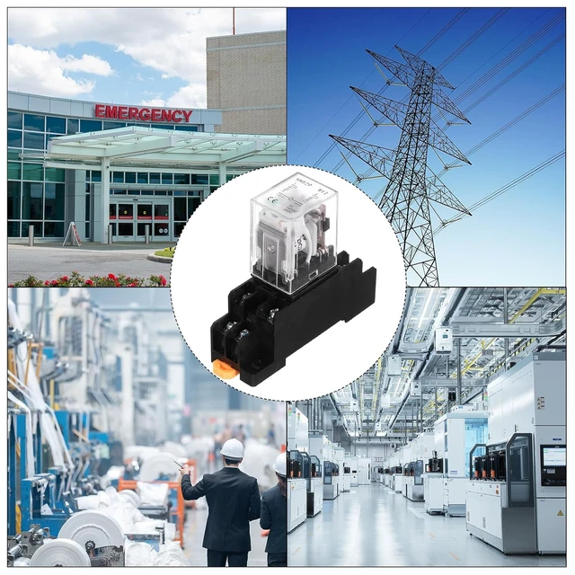 Alt view image 6 of 6 - 10 PCS DC 24V Electromagnetic Power Relay 8-Pin 5A Coil Relay with LED Indicator & Socket Base, DPDT 2NO 2NC MY2NJ for Industrial, Home Appliances & DIN Rail