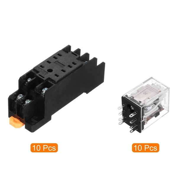 Alt view image 3 of 6 - 10 PCS DC 24V Electromagnetic Power Relay 8-Pin 5A Coil Relay with LED Indicator & Socket Base, DPDT 2NO 2NC MY2NJ for Industrial, Home Appliances & DIN Rail