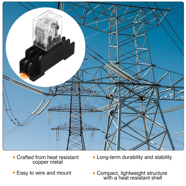 Alt view image 5 of 6 - 10 PCS DC 24V Electromagnetic Power Relay 8-Pin 5A Coil Relay with LED Indicator & Socket Base, DPDT 2NO 2NC MY2NJ for Industrial, Home Appliances & DIN Rail