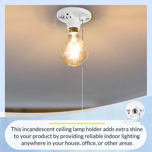 Alt view image 4 of 6 - Porcelain Light Socket with Outlet & Pull Chain, 8 Pack