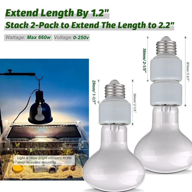 Alt view image 4 of 7 - E26 to E26 Standard Medium Screw Bulb Socket Extender Porcelain Socket Extension Adapter