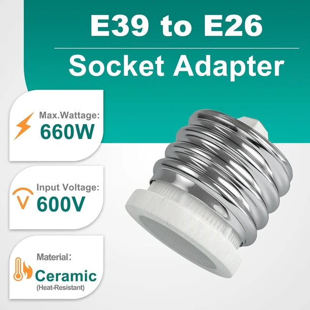 Alt view image 2 of 7 - UL-Listed Ceramic E39 to E26 Mogul Socket Converter Adapter, 10 Pack