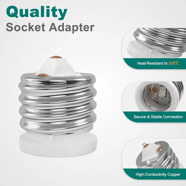 Alt view image 4 of 7 - UL-Listed Ceramic E39 to E26 Mogul Socket Converter Adapter, 10 Pack