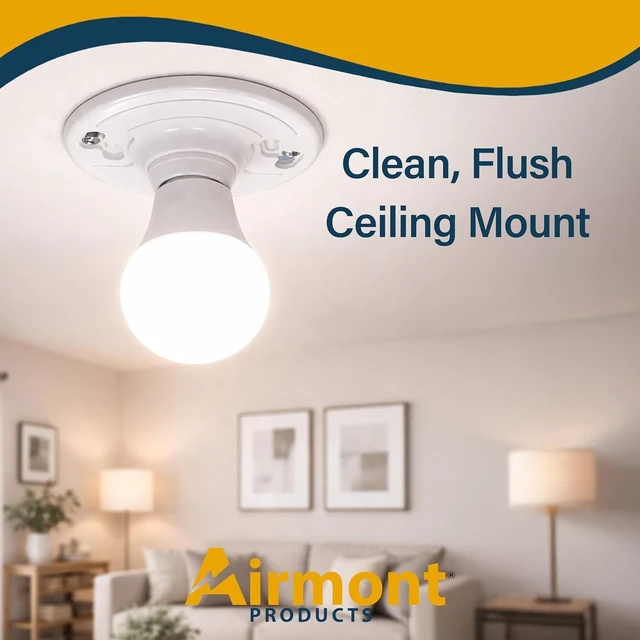 Alt view image 2 of 7 - Medium Base E26 Keyless Plastic Lamp Holder, 660W UL Listed One-Piece Outlet Box Mount Ceiling Socket for LED & Incandescent Bulbs (20 Pack)