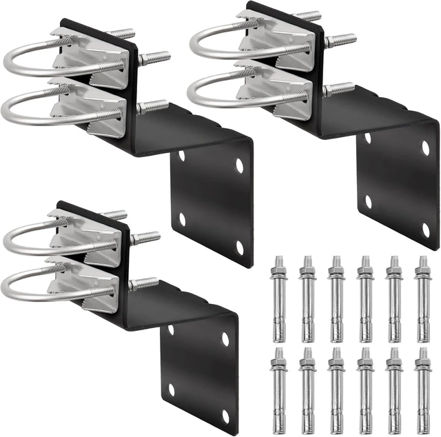 Main image of XRDS-RF Black-Coated Pole Mount Antenna Bracket with Double U-Bolt V Jaw Clamp for Outdoor Home Antenna, 3 Sets
