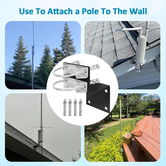Alt view image 5 of 5 - XRDS-RF Black-Coated Pole Mount Antenna Bracket with Double U-Bolt V Jaw Clamp for Outdoor Home Antenna, 3 Sets