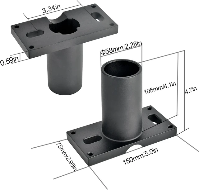 Alt view image 3 of 7 - Slip Fitter Wall Mount Bracket Adapter, Black, 2 Pack
