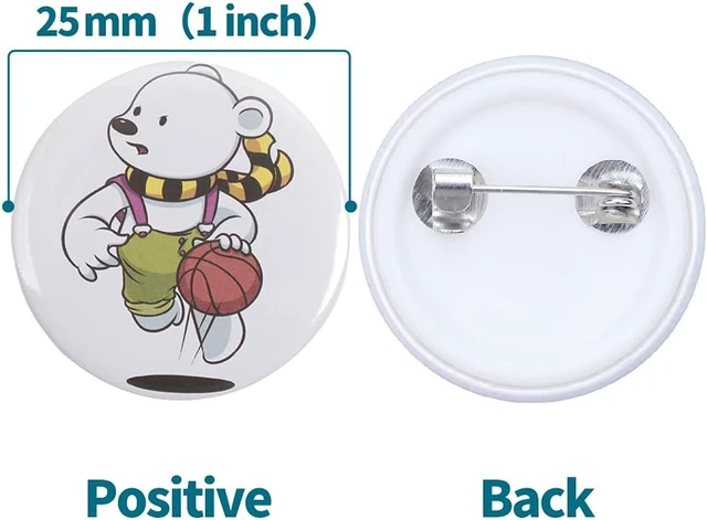 Alt view image 4 of 6 - 25mm (1 inch) Blank Pin Back Button Making Supplies, 500 Sets with Metal Covers, Plastic Backs, Clear Film & Blank Paper for Button Maker Machine