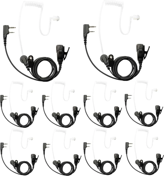 Main image of 10 PCS UV-5R Surveillance Earpiece Kit with PTT Mic & Transparent Acoustic Tube, Compatible with BTECH, Retevis RT21 RT22, Kenwood, Arcshell AR-5 Radios