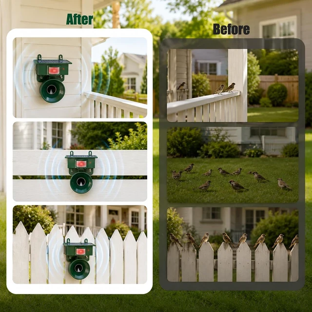 Alt view image 2 of 7 - 2026 Weatherproof Outdoor Solar Ultrasonic Bird Repellent Device (1-Pack)